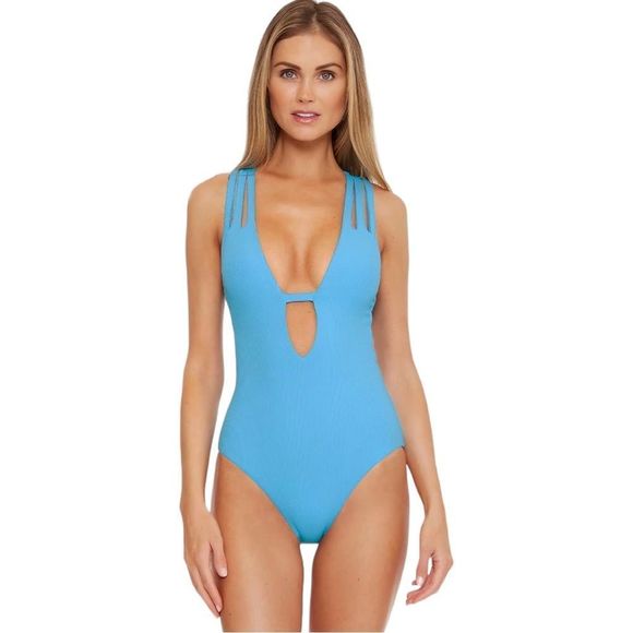 ☀️☀️☀️ Fine Line Rib Skylar Plunge One Piece - Color Waterfall - Picture 4 of 6